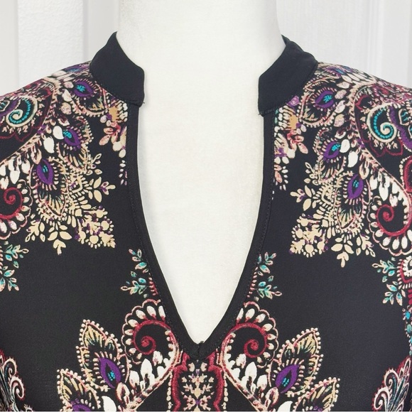 NWT DM Collection Black Multi Print Jeraldeen Jersey Shirt Dress 8 - Picture 3 of 16